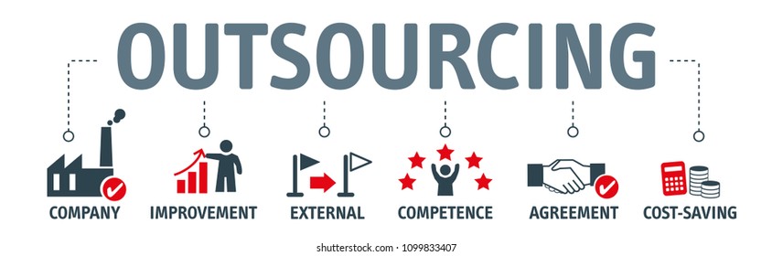 Banner outsourcing concept. vector illustration with keywords and icons