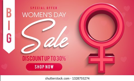 Banner or Pamphlet with stylish text 8 March and illustration of icon for Happy International Women's Day celebration. - Vector