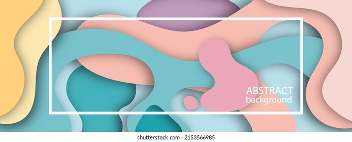 Banner paper cut pastel colorful wave design. vector abstract background. layout blank use for text message presentations.wave color wallpaper, poster, layout, card, form.
