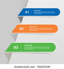 Banner paper tag background for business infographics template. Vector illustration.