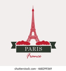 banner with Paris and Eiffel Tower in France