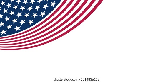 Anuncio con una Imagen parcial de la bandera americana aislada sobre un fondo transparente. Copiar espacio. Representa el patriotismo y el orgullo nacional de los Estados Unidos. Ilustración vectorial