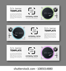 Banner party background. Modern template music vector design. Vector abstract design party banner. Web Header dj's music. Abstract web banner party background. Collection music banner design template