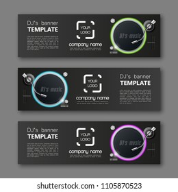 Banner party background. Modern template music vector design. Vector abstract design party banner. Web Header dj's music. Abstract web banner party background. Collection music banner design template