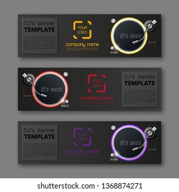 Banner party background. Modern template music vector design. Vector abstract design party banner. Web Header dj's music. Abstract web banner party background. Collection music banner design template