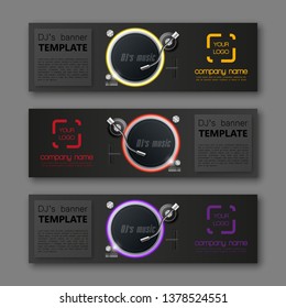 Banner party background. Modern template music vector design. Vector abstract design party banner. Web Header dj's music. Abstract web banner party background. Collection music banner design template