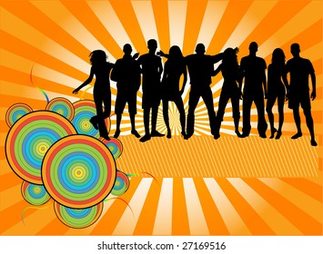 BANNER - Party Crowd , people silhouettes