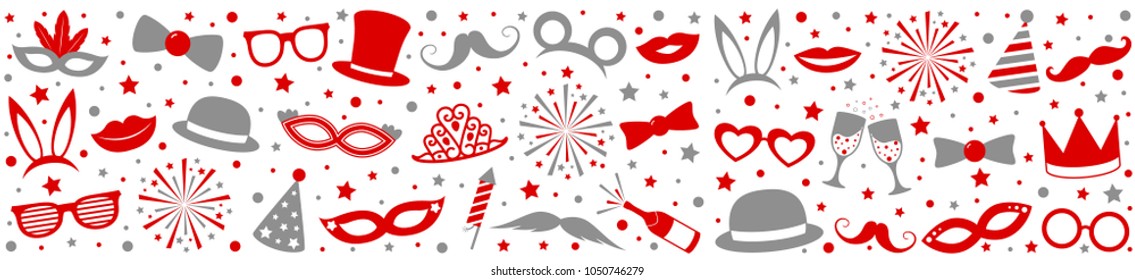 Banner with party icons. Vector.