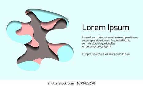 Banner in pastel colors with 3d element cut out of paper. Vector template waiting for presentations, banners, flyers and your design.