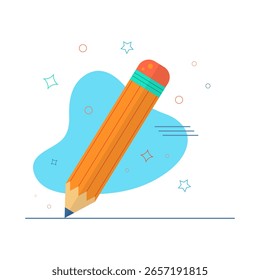 A banner with a pencil. Vector pencil illustration in a flat style