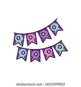 Banner pennant design, Party celebration event happy birthday holiday surprise anniversary and decorative theme Vector illustration