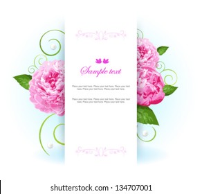 Banner with peony. Vector background. Easy to edit. Perfect for invitations or announcements.