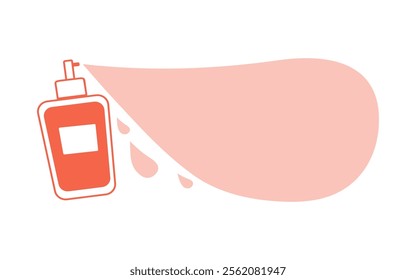 Banner perfume in glass bottle, aroma. Drops perfume water. Abstract vector illustration with place for text. Isolated background.