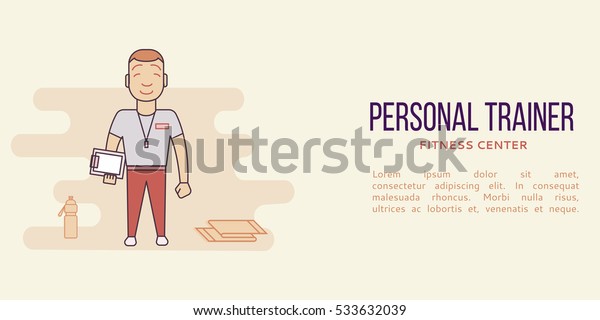 Banner Personal Trainer Fitness Club Line Stock Vector Royalty Free