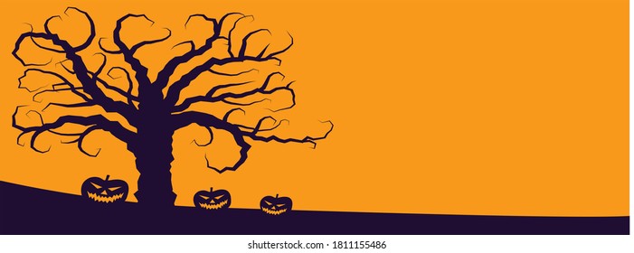 Banner photo of happy Halloween vector design dark background