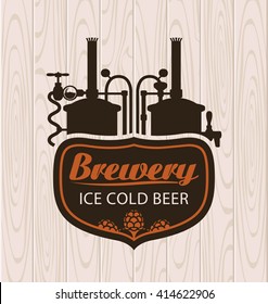 banner with picture of the brewery on the background of wooden boards
