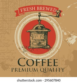 banner with a picture coffee grinder