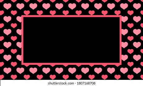 banner pink black heart pattern for background, black pink frame with heart shape pattern, for valentine's day banner and card, heart shape black pink pattern for copy space