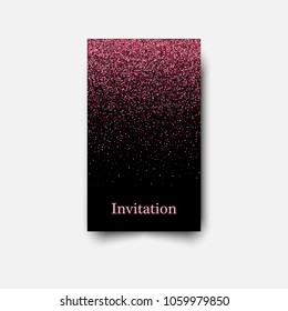 Banner with pink confetti in black background with text place. Banner on a black background. Vector illustration