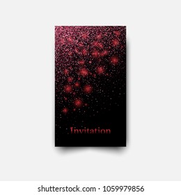 Banner with pink confetti in black background with text place. Banner on a gray background. Vector illustration