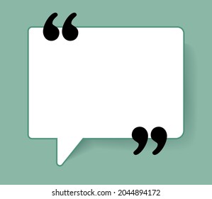 A Banner With A Place For A Quote. Quotation Marks On A White Paper Sheet. Empty Paper Speech Bubble. Vector Illustration.