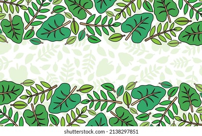 Banner with place for text with leaves on white background.