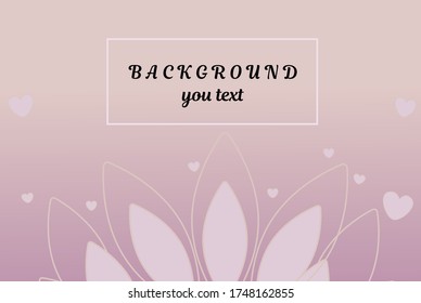 Banner with a place under the text with the image of Lotus flowers and hearts with a gradient in pink shades. Vector background with plant for websites, Ayurvedic products, massage, Indian spas