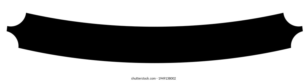 Banner, plaque or tag, label shape. Oblong, long rectangular banner, ribbon as promotion element