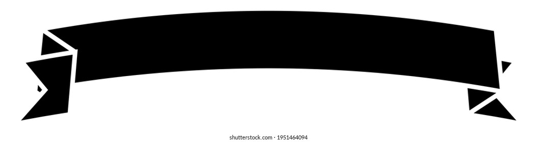 Banner, plaque or tag, label shape. Oblong, long rectangular banner, ribbon as promotion element