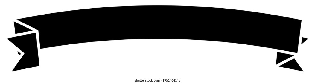 Banner, plaque or tag, label shape. Oblong, long rectangular banner, ribbon as promotion element