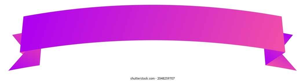 Banner, plaque or tag, label shape. Oblong, long rectangular banner, ribbon as promotion element
