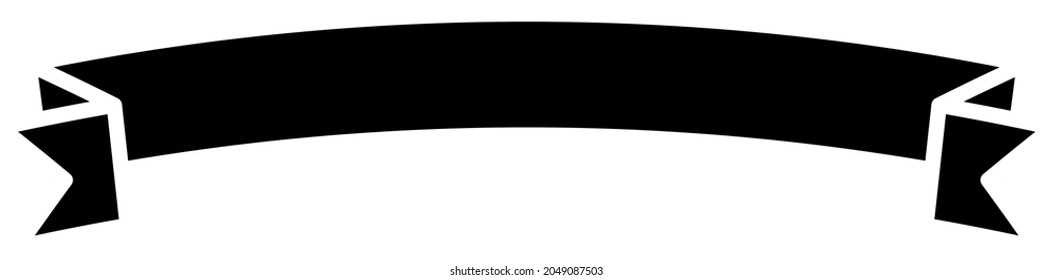 Banner, plaque or tag, label shape. Oblong, long rectangular banner, ribbon as promotion element