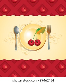 banner with plate and cherry