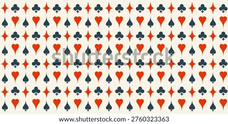 Banner with Playing card suits pattern. Spades, Hearts, Clubs, and Diamonds symbols. Vector illustration