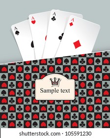 banner with playing cards and crown