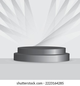 banner with a podium for the product light lines on a gray background