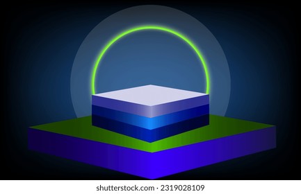 banner podium podium showcase display blue glow product display advertising Fashion exhibition sales business