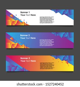 Banner Polygon Diamond Shape with gradient color of blue purple yellow orange