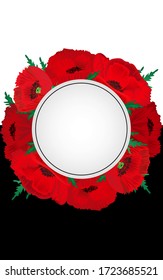 Banner poppies. Frame with red poppies flowers for your text. Border for your design.