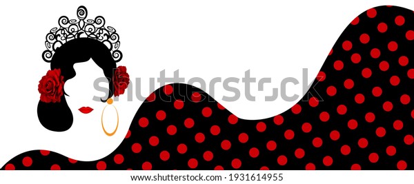 Banner Portrait Flamenco Woman Beautiful Girl Stock Vector (Royalty ...