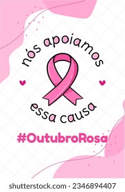 Banner in portuguese for composition october pink breast cancer prevention brazil