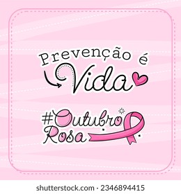 Banner in portuguese for composition october pink breast cancer prevention brazil