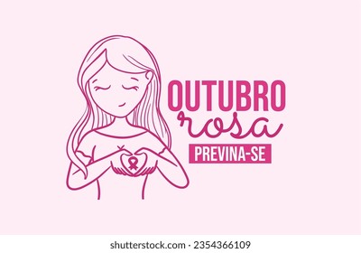 Banner in portuguese for composition october pink breast cancer prevention brazil - Campanha Outubro Rosa