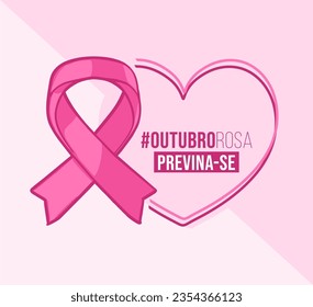 Banner in portuguese for composition october pink breast cancer prevention brazil - Campanha Outubro Rosa