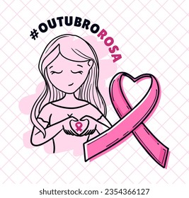 Banner in portuguese for composition october pink breast cancer prevention brazil - Campanha Outubro Rosa