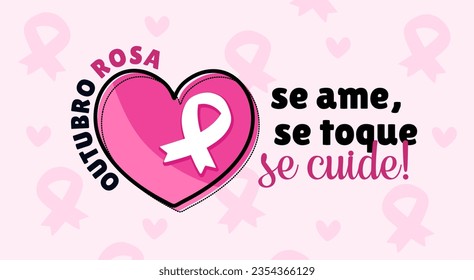 Banner in portuguese for composition october pink breast cancer prevention brazil - Campanha Outubro Rosa