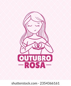 Banner in portuguese for composition october pink breast cancer prevention brazil - Campanha Outubro Rosa