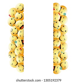 Banner with positive emoticons for social network. Flat design style.