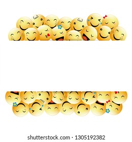 Banner with positive emoticons for social network. Flat design style.
