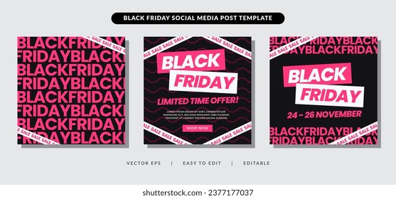 banner post template for black friday black and pink